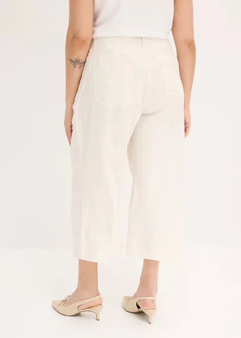 Pantaloni culotte in misto lino fresco con pieghe, bonprix