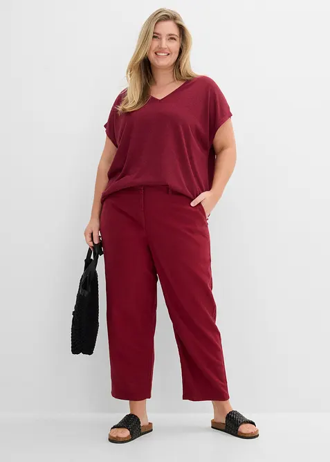 Pantaloni barrel in misto lino e viscosa, bonprix