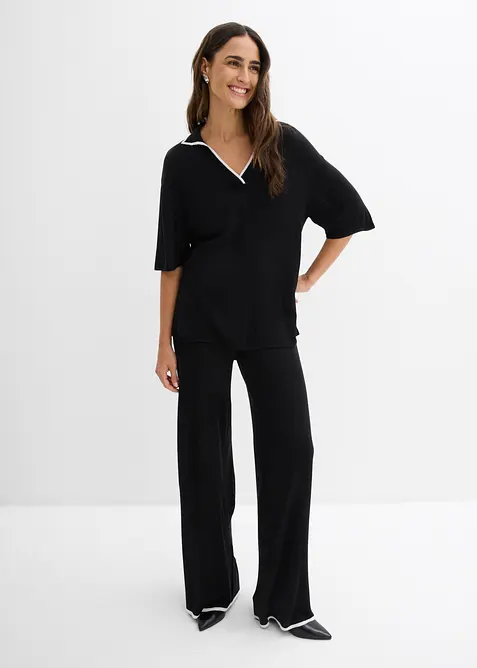 Polo in maglia fine di misto viscosa, bonprix