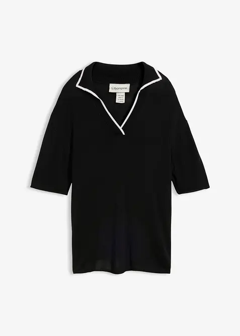 Polo in maglia fine di misto viscosa, bonprix