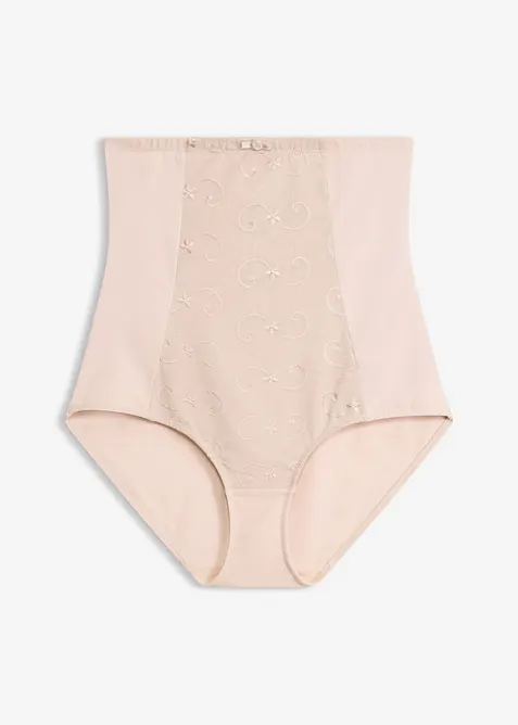 Slip contenitivo a vita alta con effetto modellante forte, cotone e ricami, bonprix