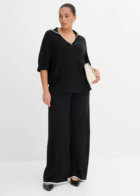 Polo in maglia fine di misto viscosa, bonprix