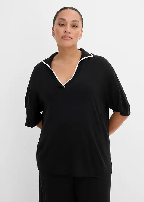 Polo in maglia fine di misto viscosa, bonprix