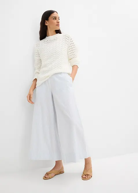 Pantaloni culotte larghi in seersucker, bonprix