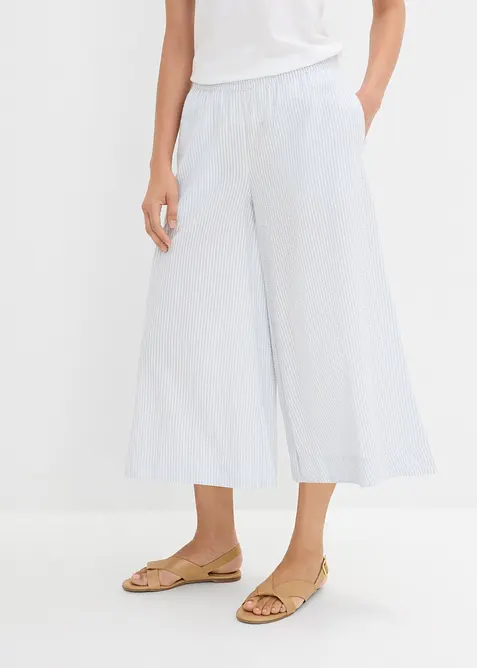 Pantaloni culotte larghi in seersucker, bonprix