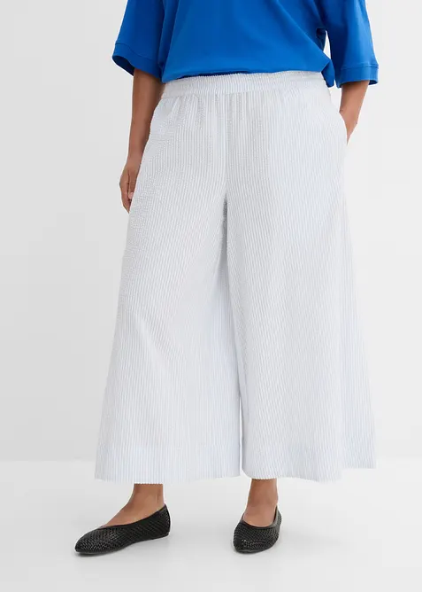 Pantaloni culotte larghi in seersucker, bonprix