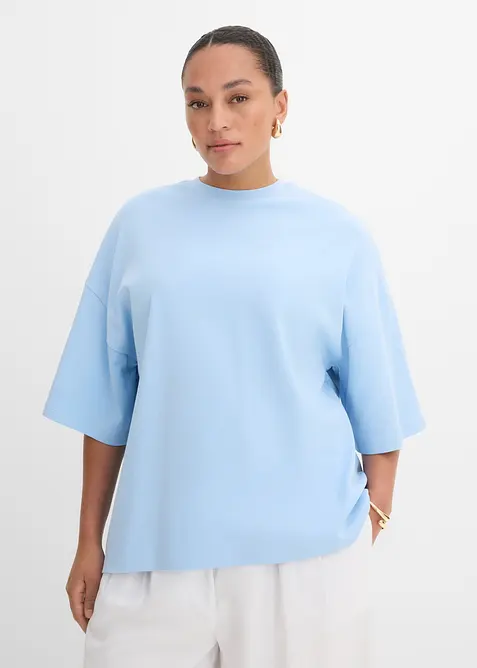 Maxi maglia con fondo asimmetrico in puro cotone biologico, bonprix