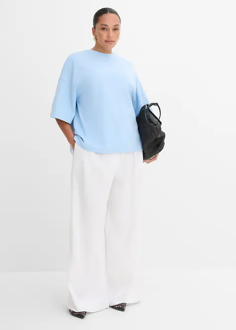 Maxi maglia con fondo asimmetrico in puro cotone biologico, bonprix