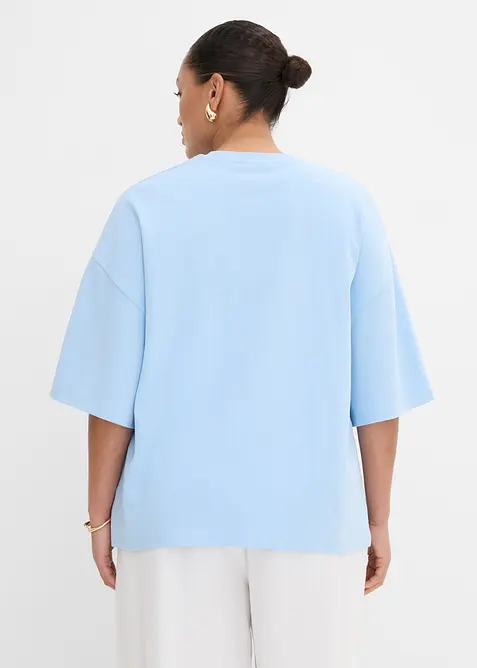 Maxi maglia con fondo asimmetrico in puro cotone biologico, bonprix
