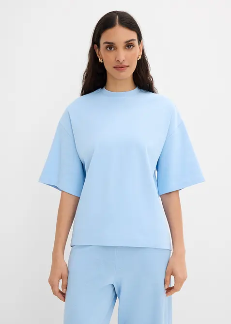 Maxi maglia con fondo asimmetrico in puro cotone biologico, bonprix