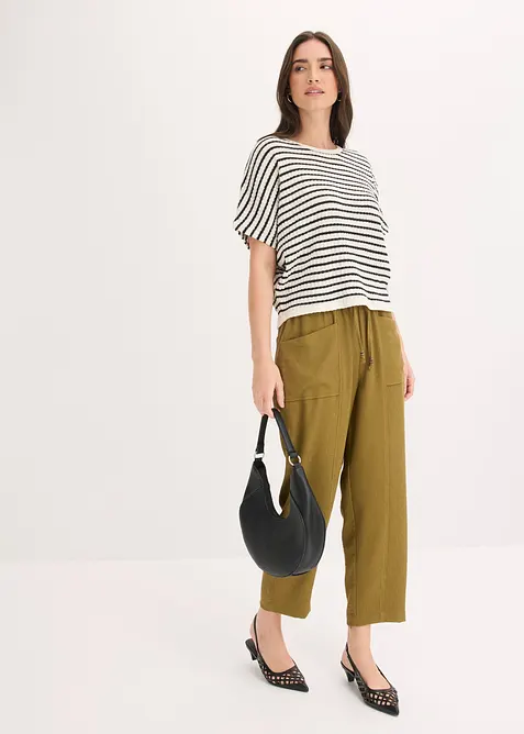 T-shirt in maglia ariosa di misto lino, bonprix