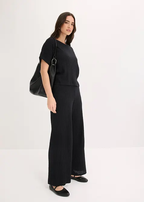 T-shirt in maglia ariosa di misto lino, bonprix