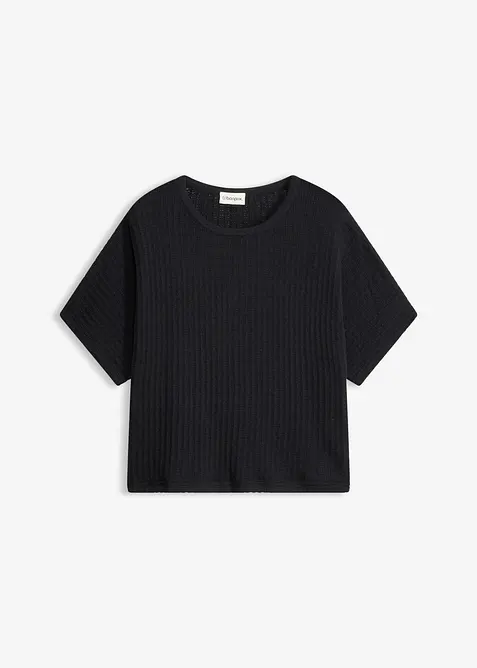 T-shirt in maglia ariosa di misto lino, bonprix