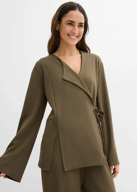 Blusa in misto viscosa con laccetto, bonprix