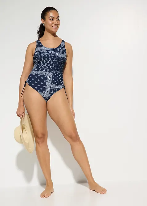 Costume intero leggermente modellante con arricciatura laterale, bonprix