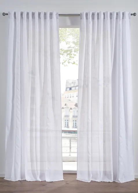 Tenda semitrasparente con ricamo a righe (pacco da 1), bonprix