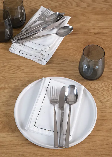 Salviette in tessuto di cotone biologico con ricamo (pacco da 4), bonprix