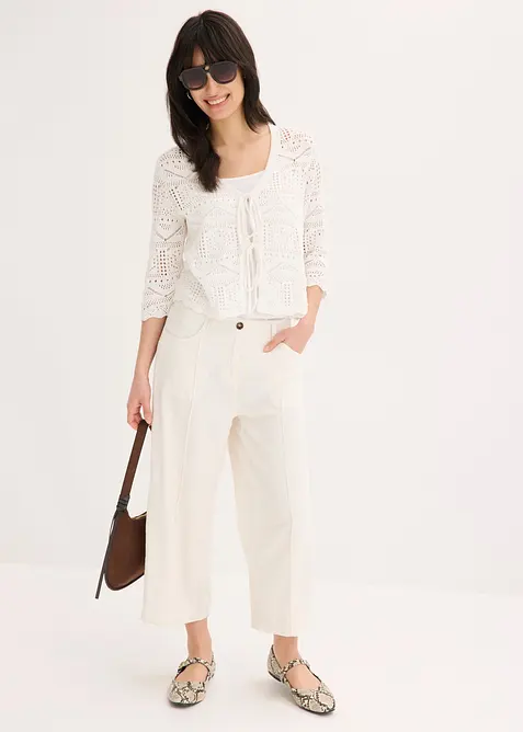 Pantaloni culotte in misto lino fresco con pieghe, bonprix