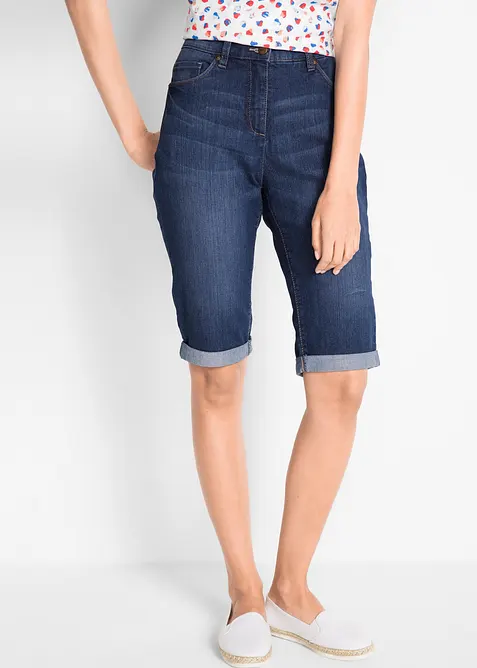 Bermuda in jeans elasticizzati con fondo arrotolato, bonprix