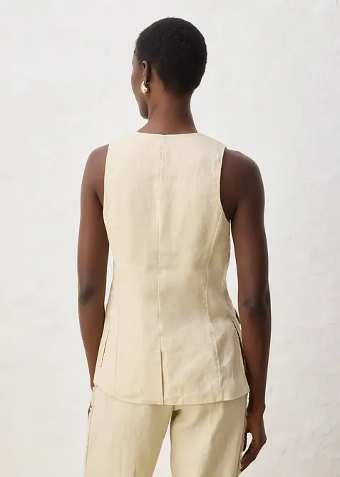 Gilet in stile sartoriale in puro lino, bonprix