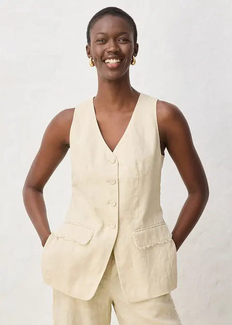 Gilet in stile sartoriale in puro lino, bonprix