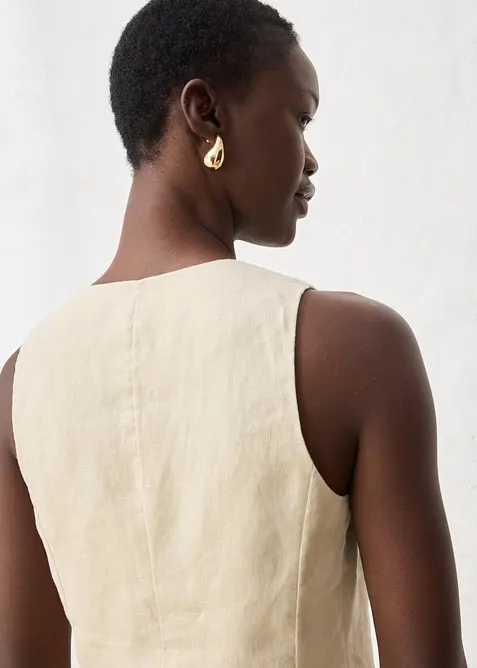 Gilet in stile sartoriale in puro lino, bonprix