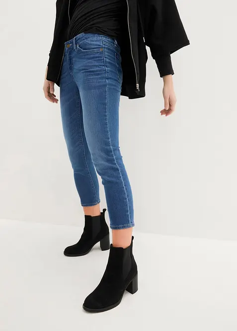 Jeans elasticizzati cropped con spacchetti, bonprix