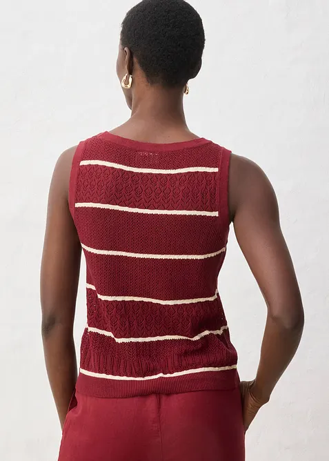 Gilet in maglia traforata con percentuale di lino, bonprix