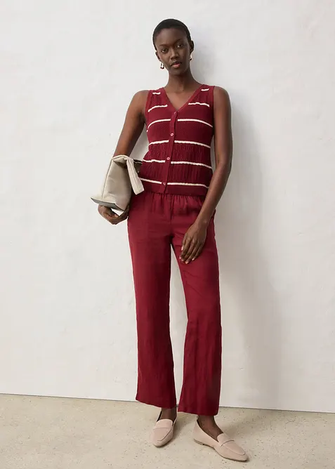 Gilet in maglia traforata con percentuale di lino, bonprix