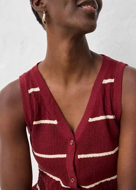 Gilet in maglia traforata con percentuale di lino, bonprix