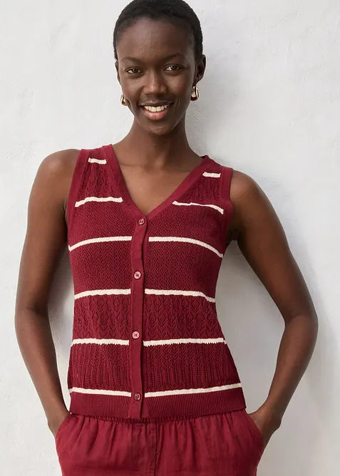 Gilet in maglia traforata con percentuale di lino, bonprix