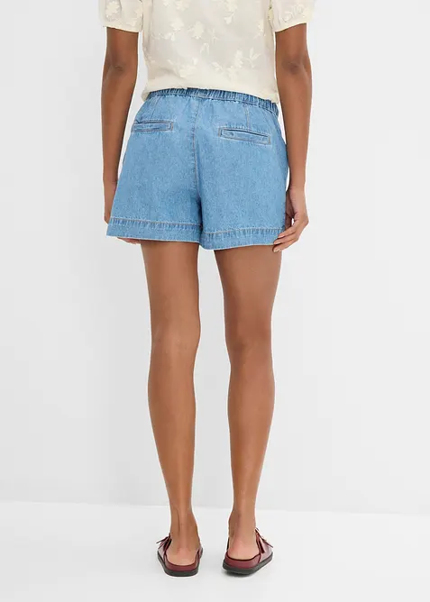 Shorts di jeans leggeri con vita elasticizzata, vita media, bonprix