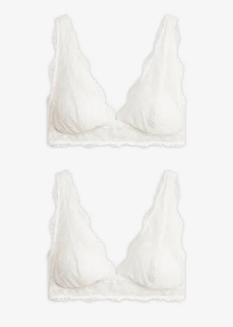 Bralette senza ferretto in pizzo raffinato (pacco da 2), bonprix