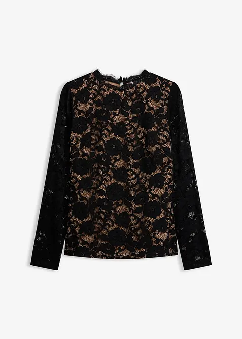 Maglia in pizzo a maniche lunghe, bonprix