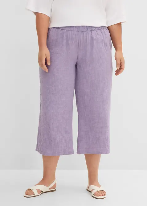Pantaloni larghi in mussola di cotone, bonprix