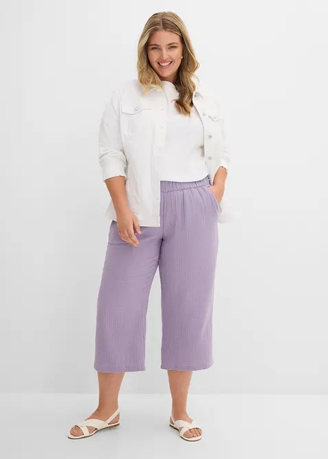 Pantaloni larghi in mussola di cotone, bonprix