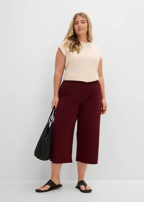 Pantaloni in jersey a coste con elastico in vita, bonprix