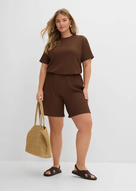 Shorts con elastico in vita in cr&ecirc;pe stropicciato, bonprix
