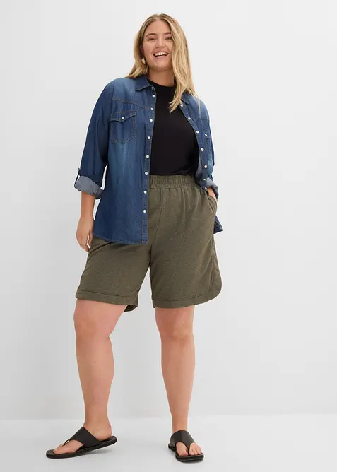 Shorts ampi in felpa di misto cotone, bonprix
