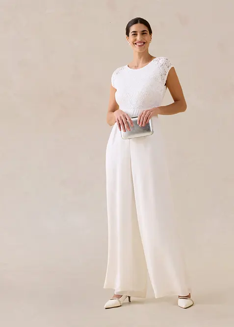 Tuta in fine chiffon con pizzo, bonprix