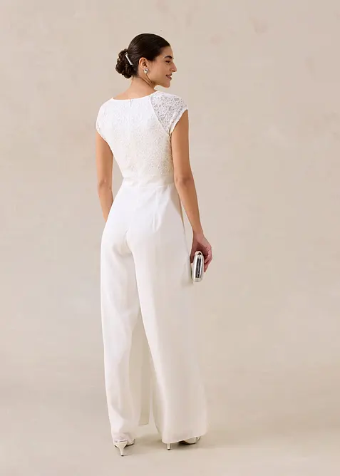 Tuta in fine chiffon con pizzo, bonprix