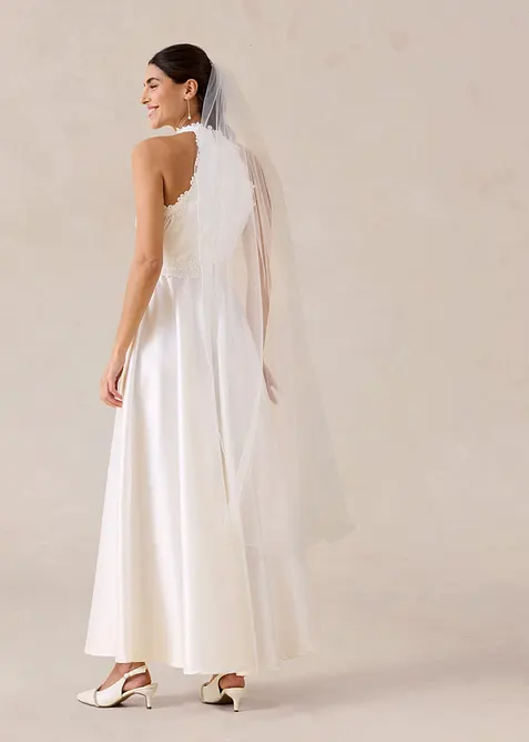 Abito da sposa in satin lucido con pizzo, bonprix