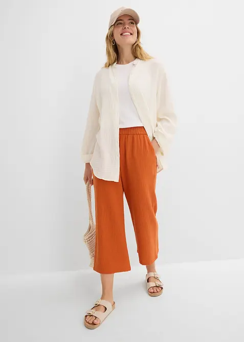 Pantaloni larghi in mussola di cotone, bonprix
