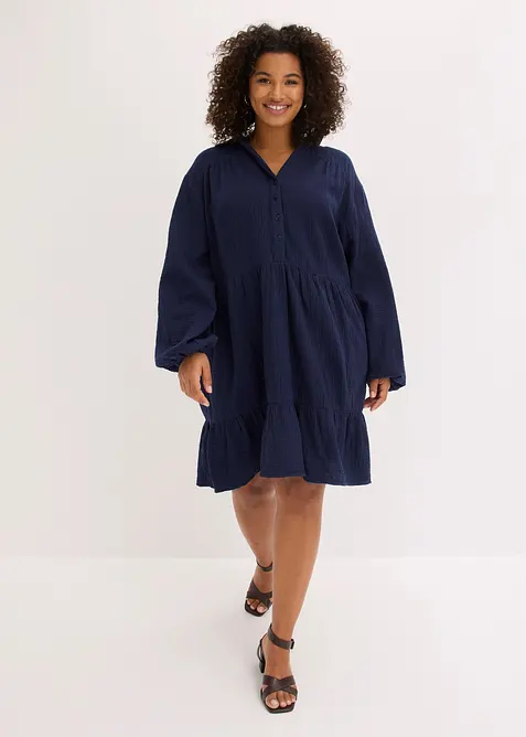 Abito corto a balze in mussola, bonprix