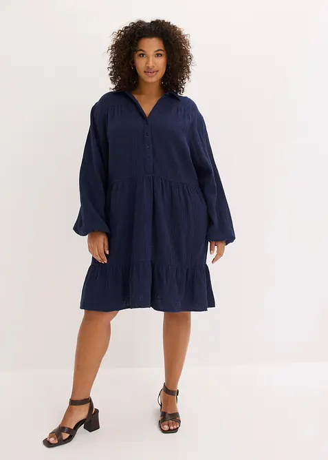 Abito corto a balze in mussola, bonprix