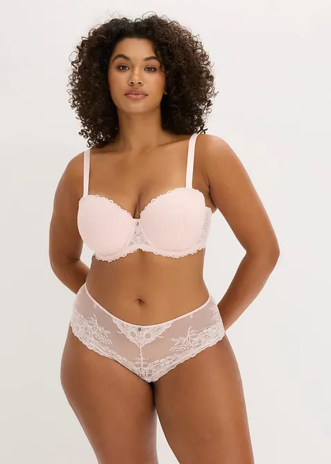 Reggiseno a balconcino con spalline staccabili e pizzo morbido (pacco da 2), bonprix