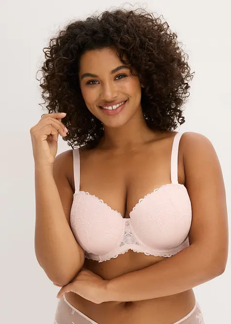 Reggiseno a balconcino con spalline staccabili e pizzo morbido (pacco da 2), bonprix