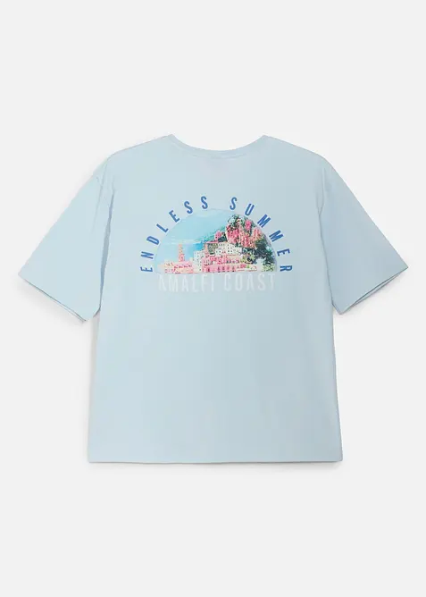 T-shirt loose fit in puro cotone biologico con stampa grande dietro, bonprix