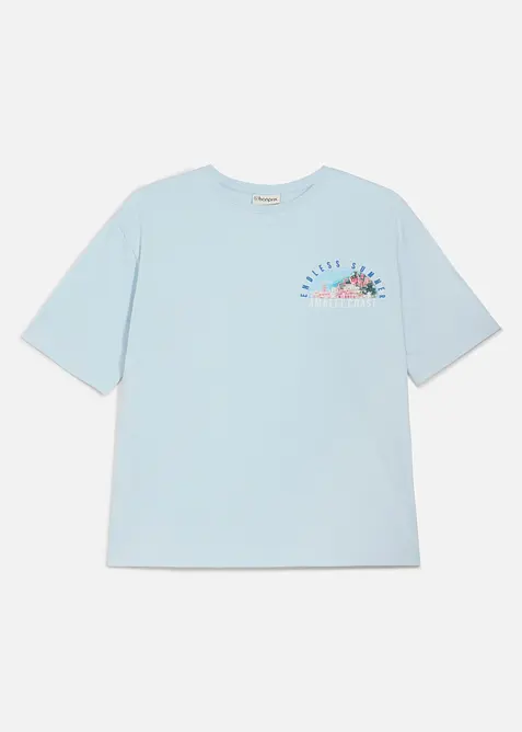 T-shirt loose fit in puro cotone biologico con stampa grande dietro, bonprix