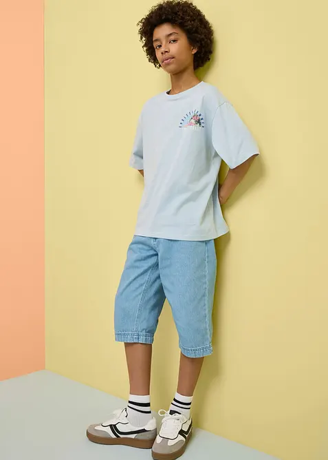 T-shirt loose fit in puro cotone biologico con stampa grande dietro, bonprix